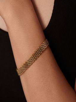 AQUASTREET - Mesh Chain Multistrand Bracelet Anti-Tarnish Waterproof 18K Gold Plated for Women