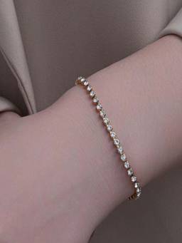 AQUASTREET - 2mm Zircon Tennis Bracelet 18K Gold Plated Waterproof Anti-Tarnish