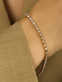 AQUASTREET - 3mm Zircon Tennis Bracelet Anti-Tarnish Waterproof 18K Gold Plated for Women