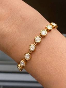 AQUASTREET - Zircon Tennis Bracelet Anti-Tarnish Waterproof 18K Gold Plated for Women