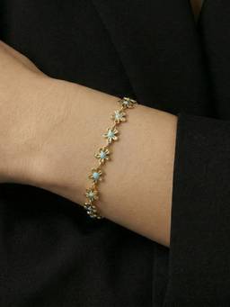 AQUASTREET - Floral Zircon Charm Bracelet Anti-Tarnish Waterproof 18K Gold Plated for Women