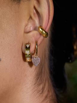 AQUASTREET - Women Heart Zircon 18K Gold Plated Waterproof Anti-Tarnish Earrings (Pack of 3)