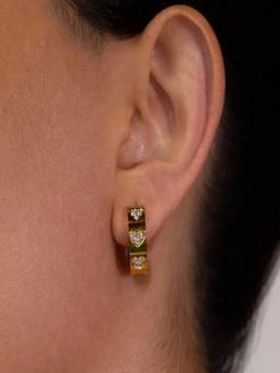 AQUASTREET - Heart Zircon Huggie Earrings Anti-Tarnish Waterproof 18K Gold Plated for Women