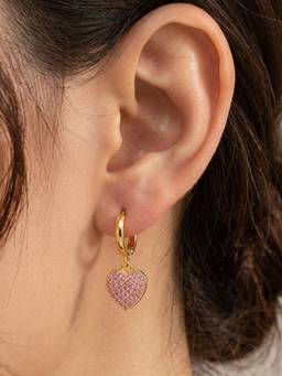 AQUASTREET - Heart Zircon Drop Earrings Anti-Tarnish Waterproof 18K Gold Plated for Women