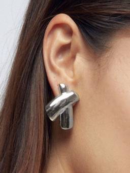 AQUASTREET - Knot X Cross Stud Earrings Anti-Tarnish Waterproof Rhodium Plated for Women