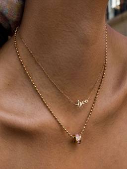 AQUASTREET - Women Love and Pink Zircon Pendant 18K Plated Anti-Tarnish Layered Necklaces (Pack of 2)