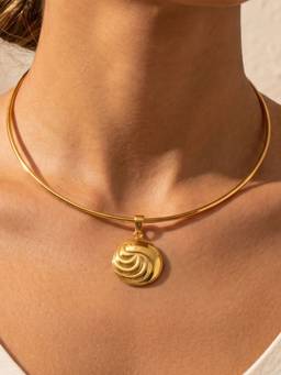 AQUASTREET - Cross Zircon Chain Round Pendant Necklace Anti-Tarnish Waterproof 18K Gold Plated