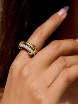 AQUASTREET - Zircon Linked Stacking Anti-Tarnish Waterproof 18K Gold Plated