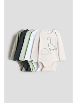 H&M - Kids Multi-Color 5-Pack Long-Sleeved Bodysuits