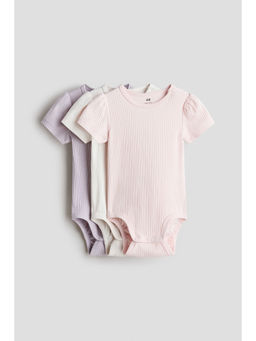 H&M - Kids Multi-Color 3-Pack Ribbed Cotton Bodysuits
