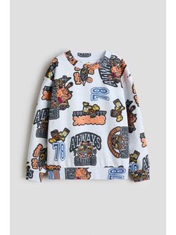 H&M - Boys White Printed Sweatshirt
