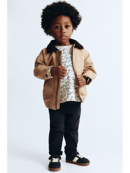 H&M - Boys Beige Corduroy-Collar Canvas Jacket