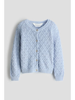 H&M - Girls Blue Pointelle-Knit Cotton Cardigan