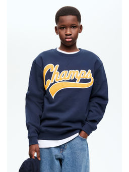 H&M - Boys Navy Blue Motif-Detail Sweatshirt