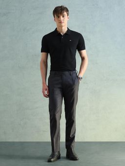 Arrow - Grey Textured Regular Fit Trouser