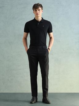 Arrow - Black Textured Regular Fit Trouser