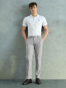 Arrow - Grey Self Design Regular Fit Trouser