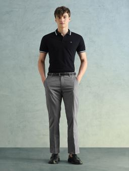 Arrow - Grey Self Design Regular Fit Trouser