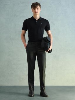 Arrow - Grey Self Design Regular Fit Trouser