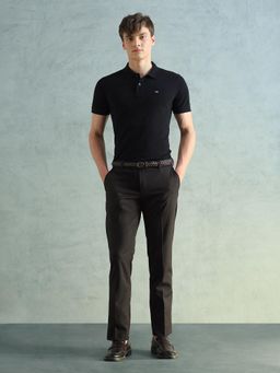 Arrow - Brown Self Design Regular Fit Trouser