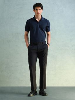 Arrow - Blue Self Design Regular Fit Trouser