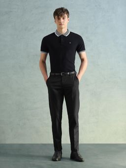 Arrow - Black Self Design Regular Fit Trouser