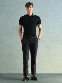 Arrow - Blue Self Design Regular Fit Trouser