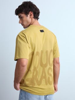 Flying Machine - Yellow Typography Relaxed Fit T-Shirt