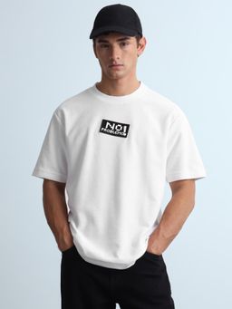 Flying Machine - White Solid Relaxed Fit T-Shirt
