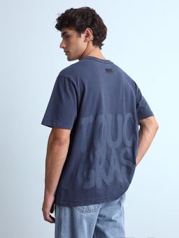 Flying Machine - Blue Typography Relaxed Fit T-Shirt