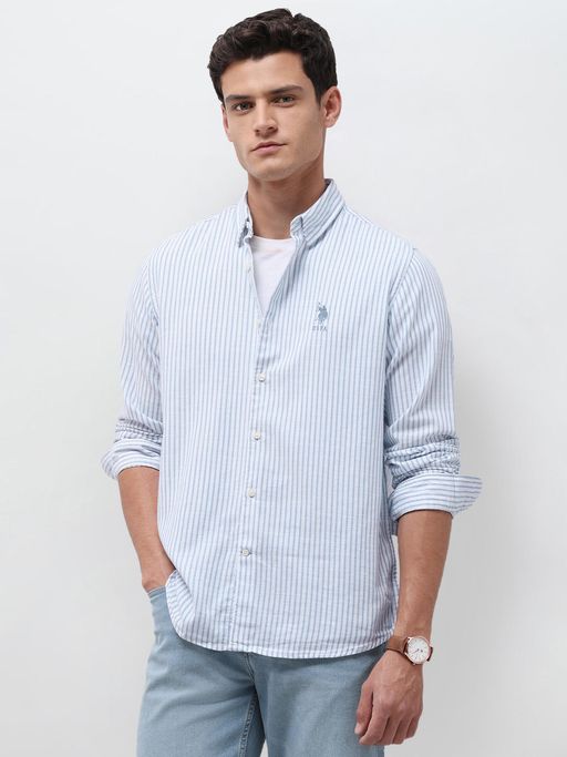 U.S. Polo Assn. Denim Co. Blue Stripes Regular Fit Shirt