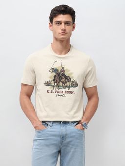 U.S. Polo Assn. Denim Co. - Beige Graphic Slim Fit T-Shirt