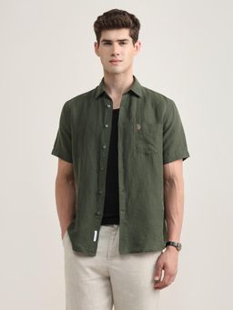 U.S. POLO ASSN. - Green Solid Regular Fit Shirt