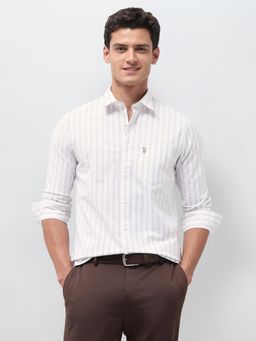 U.S. POLO ASSN. - Brown Stripes Regular Fit Shirt