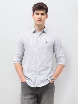 U.S. POLO ASSN. - Grey Printed Tailored Fit Shirt