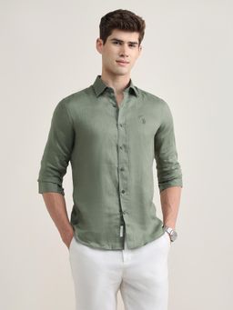 U.S. POLO ASSN. - Green Solid Regular Fit Shirt