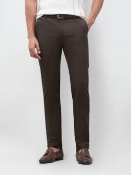 U.S. POLO ASSN. - Brown Solid Slim Fit Trouser