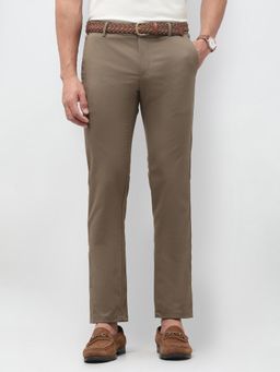 U.S. POLO ASSN. - Brown Solid Slim Fit Trouser