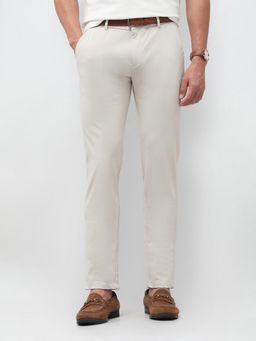 U.S. POLO ASSN. - Beige Solid Slim Fit Trouser