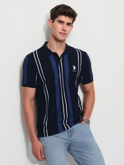 U.S. POLO ASSN. - Blue Stripes Slim Fit Polo T-Shirt