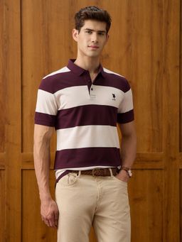 U.S. POLO ASSN. - Purple Stripes Slim Fit Polo T-Shirt