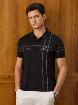 U.S. POLO ASSN. - Black Stripes Slim Fit Polo T-Shirt