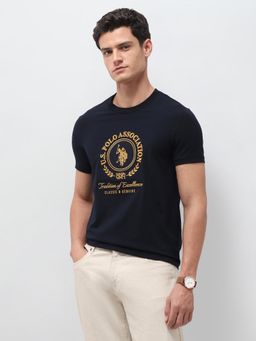 U.S. POLO ASSN. - Blue Embroidered Slim Fit T-Shirt
