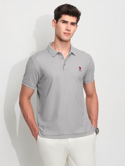 U.S. POLO ASSN. - Grey Solid Slim Fit Polo T-Shirt