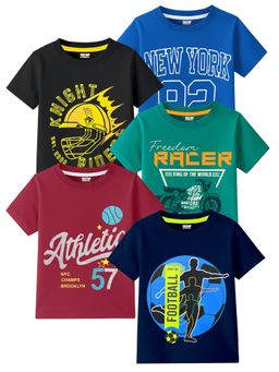 Kuchipoo - Multi-Color Boys Regular Fit Half Sleeves Cotton T-Shirts