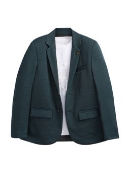 CHARCHIT - Green Boys Cotton Regular Fit Plain Party Wear Blazer And T-Shirt