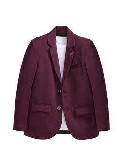 CHARCHIT - Maroon Boys Cotton Regular Fit Plain Party Wear Blazer And T-Shirt