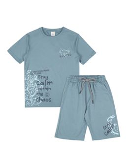 CAVIO - Blue Boys Cotton Trendy Printed T-Shirt And Shorts