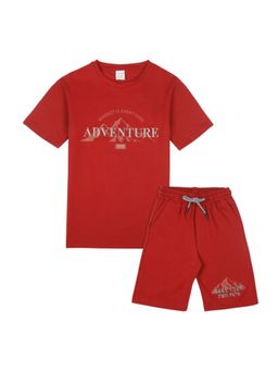 CAVIO - Red Boys Cotton Trendy Printed T-Shirt And Shorts