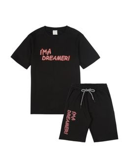 CAVIO - Black Boys Cotton Trendy Printed T-Shirt And Shorts